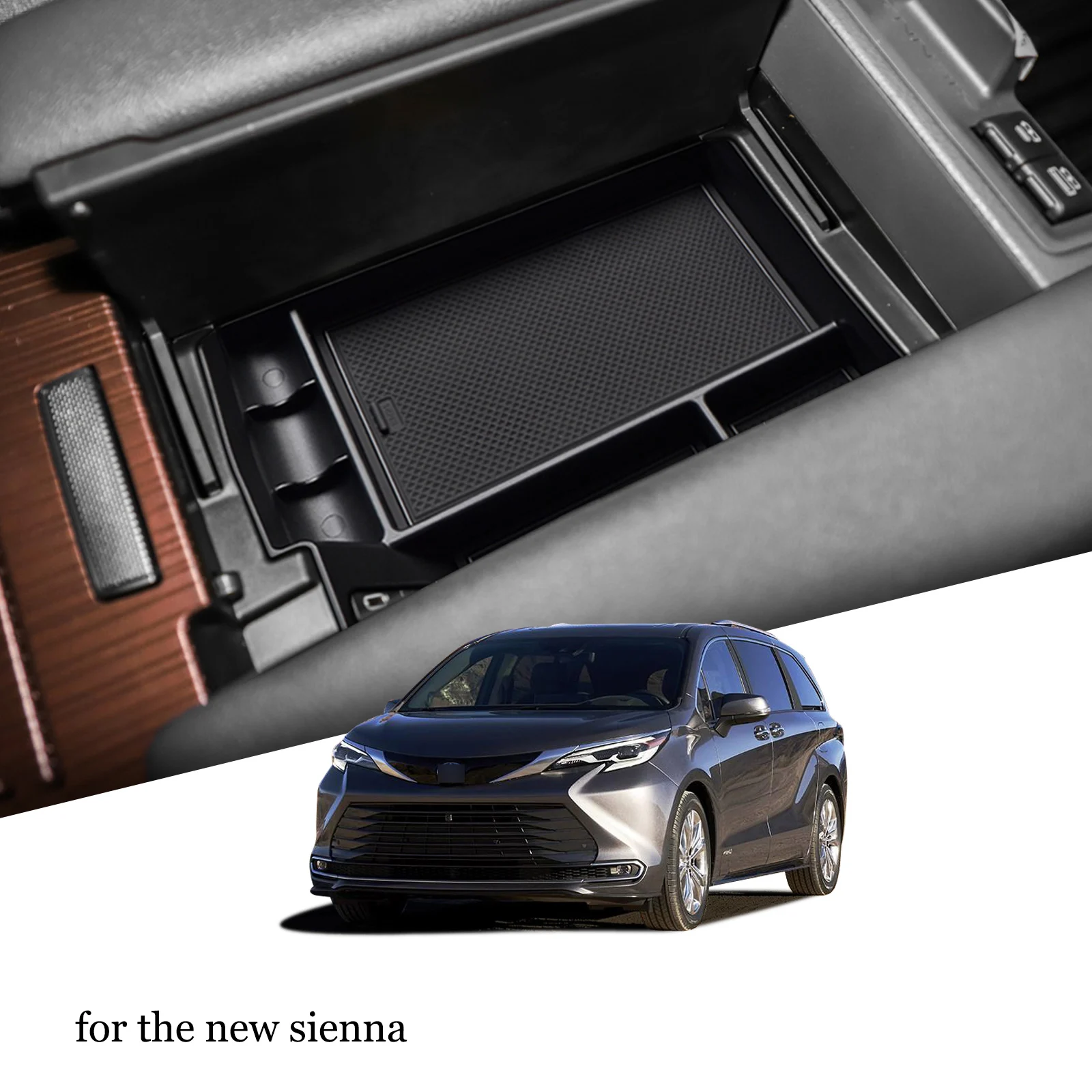 

Подлокотник из АБС-пластины для автомобиля, контейнер для хранения центральной консоли, органайзер, чехол для toyota sienna 2020 2021 2022 XL40, аксессуар...