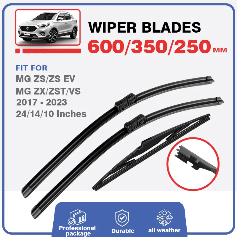 

Car Front Rear Wiper Blades For MG ZS 2017 2018 2019 24"+14"+10" ZS EV MGZS MGZSEV Windshield Frameless Soft Rubber Windscreen