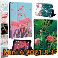 for ipad mini 6 8 3inch2021 a2567a2568a2569 flamingo series print pattern tablet case pu leather ultra thin stand coverstylus