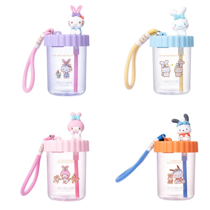 

Kawaii Sanrio, Hello Kitty My Melody 520 мл соломенная чашка для воды аниме милая коричная чашка для дома офиса для сока кофе портативная герметичная