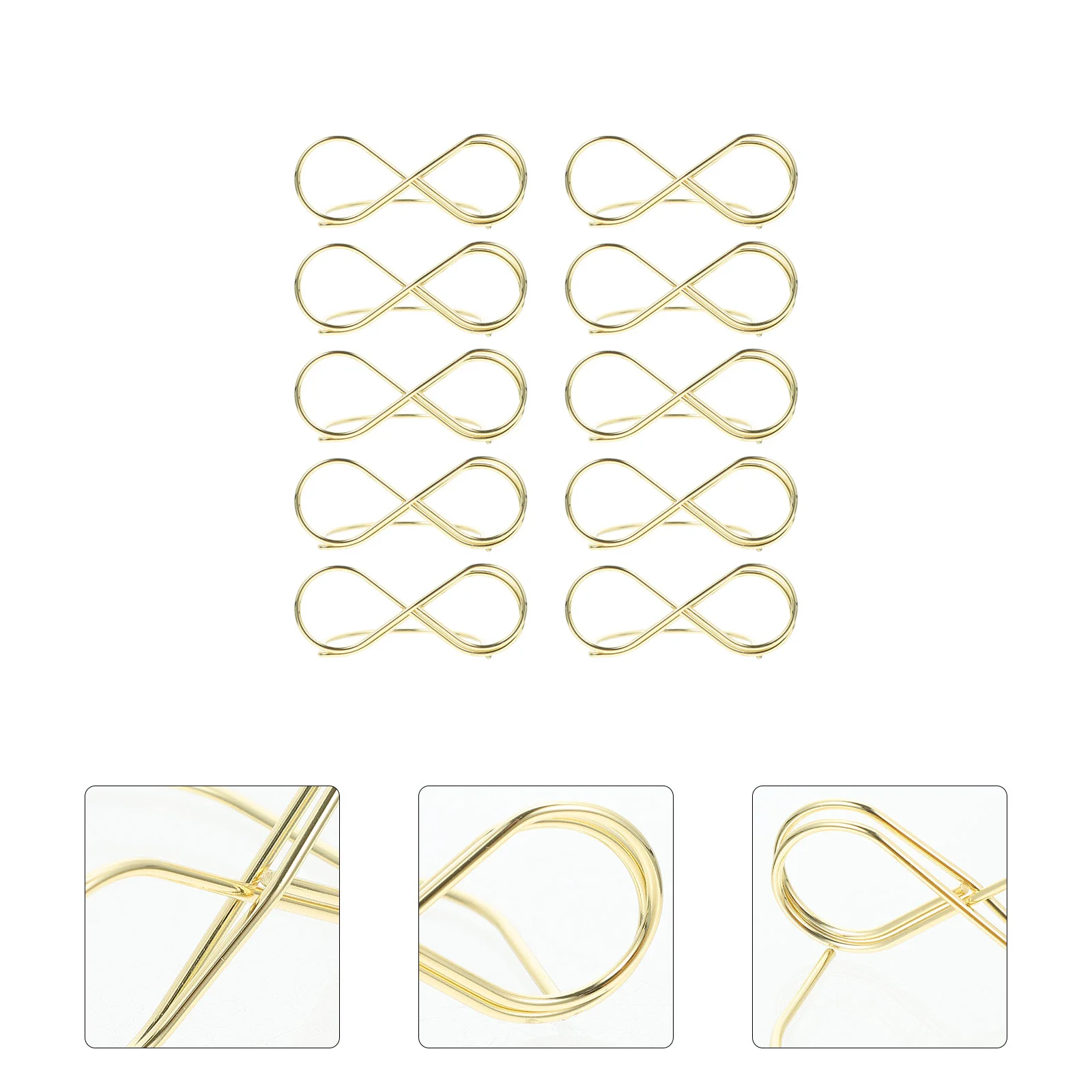 

Place Holders, 10pcs Table Holders Metal Symbol Note Clamps Photo Stands Message Clips for Wedding Party Supplies Golden