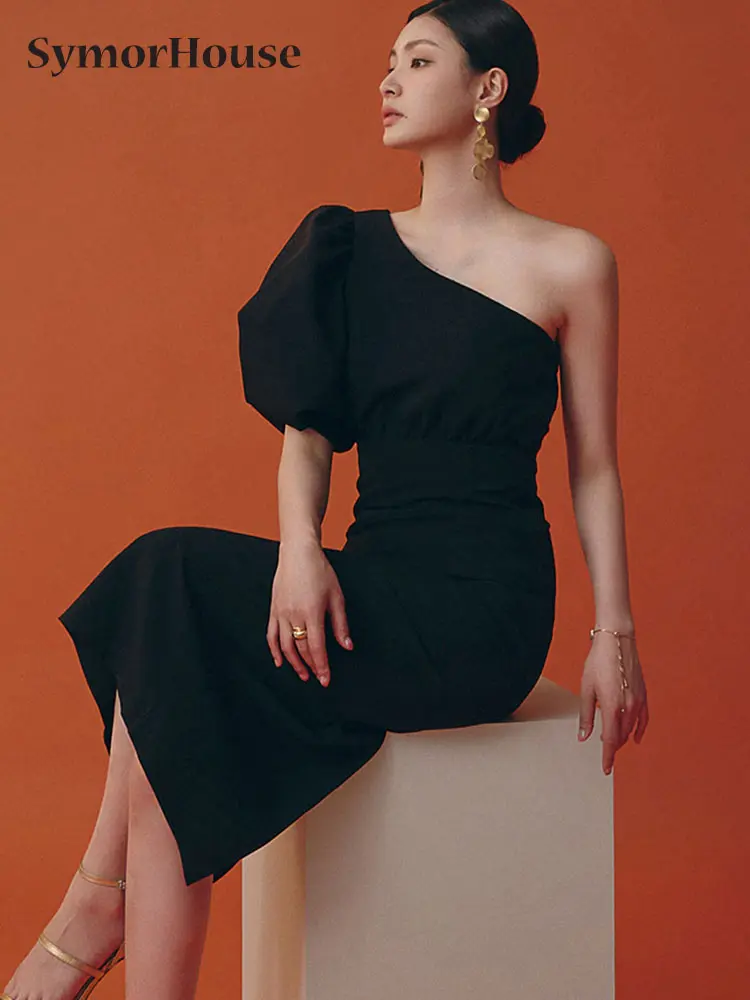 

Летние, Осенние, европейские асимметричные платья-карандаш, женское модное, черное, сексуальное, с открытыми плечами, вечернее платье, тонкое, повседневное, женское платье