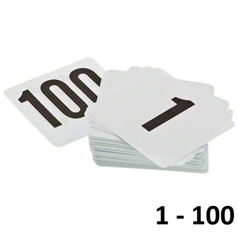 

Пластиковые номера для столов 1-100, белые и черные