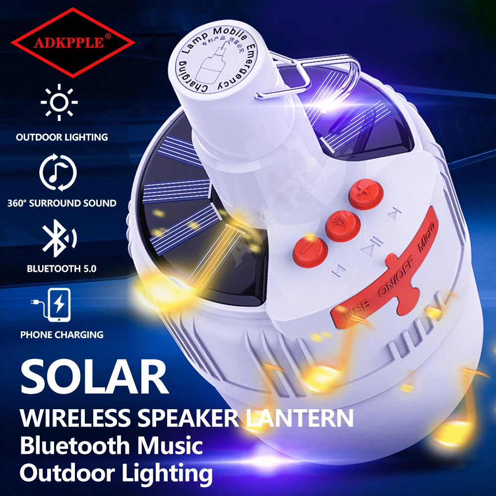 Solar Wireless Speaker Lantern Portable Bluetooth Lantern 5W Led Energy Saving Waterproof For Outdoor Camping Night Fishing