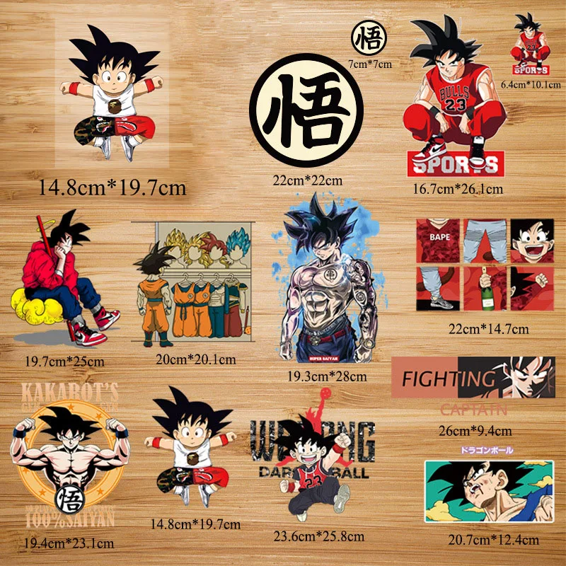 Dragon Ball Z Goku Patches for Clothing Heat Transfer Stickers for T-Shirt Iron on Patches for Clothes for Boys Girls Custom