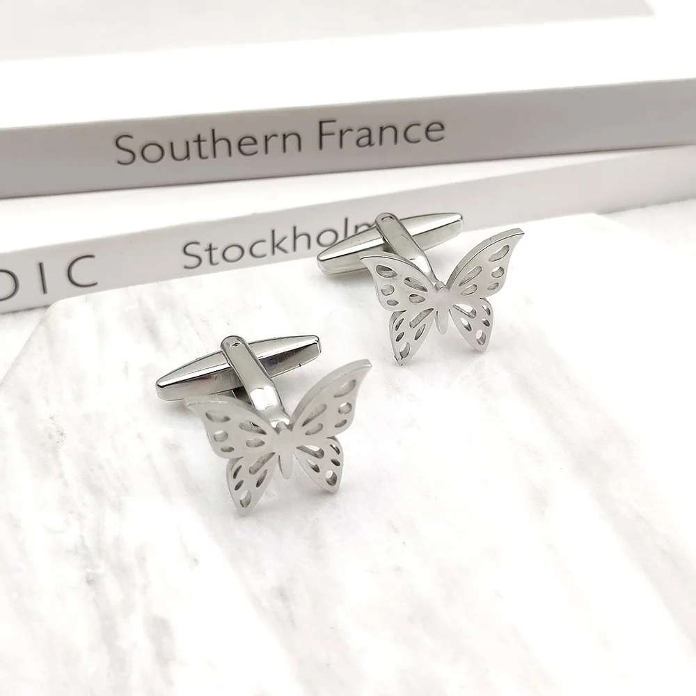 Men's And Women's Same Style Cufflinks Butterfly Elegant Fashion Shirt Stainless Steel Cufflinks Light Luxury Jewelry Wholesale