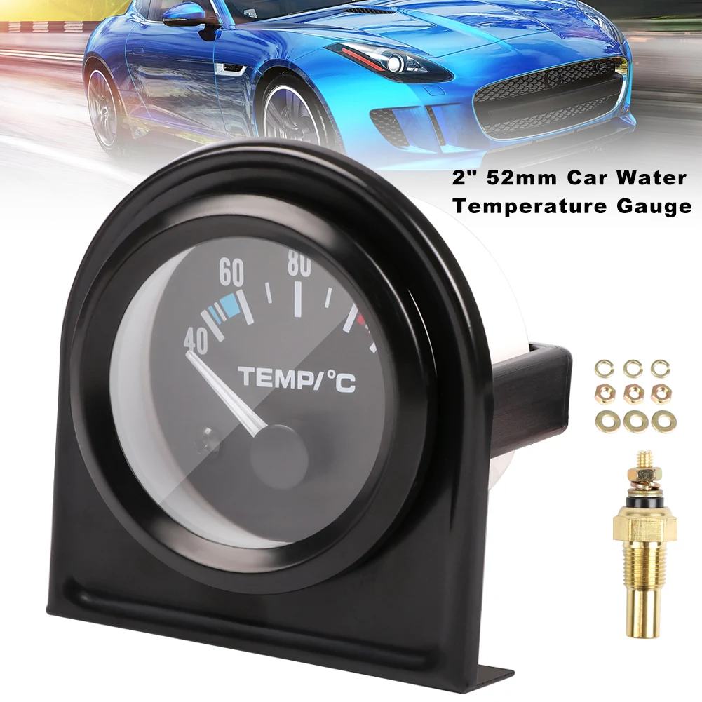 

2" 52mm Digital Car Water Temp Temperature Gauge 12V 40-120℃ LED With With Water Temp Joint Pipe Sensor Adapter Auto Meter