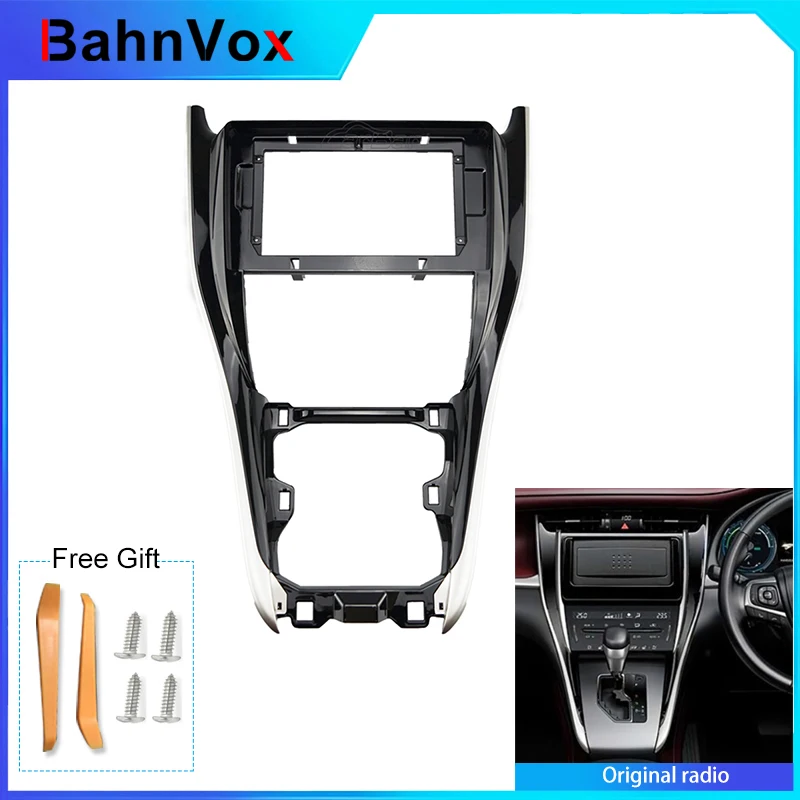 Фото 10-дюймовая рамка для автомобильной магнитолы Android для Toyota Harrier 2010-2017, 2DIN, стереосистема, GPS, панель-адаптер, проводной адаптер, кабельный комплект.