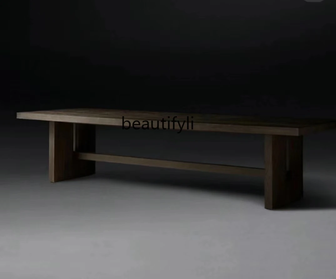 Обеденный стол из цельного дерева в стиле ретро Miji большой письменный