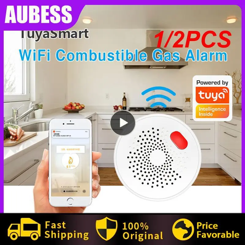 

Датчик природного газа Tuya Smart Home с Wi-Fi, детектор утечки горючего угля, сжиженного углеводородного газа, противопожарная защита, 1/2 шт.