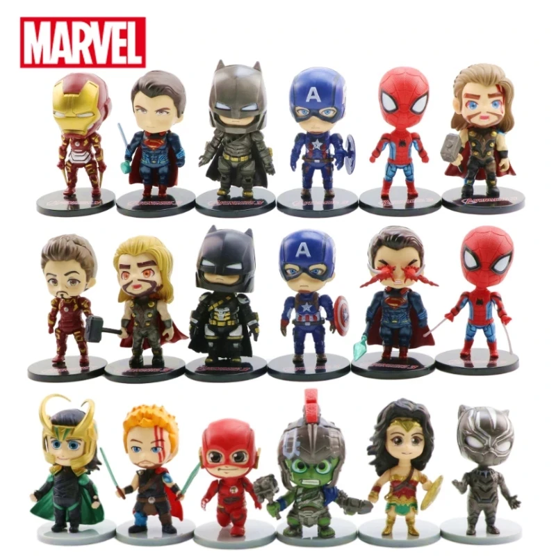 

Набор игрушек Marvel «мстители», 10 см, Капитан Америка, Локи, танос, Тор, Железный человек, Халк, Человек-паук, экшн-фигурки, модель кукол