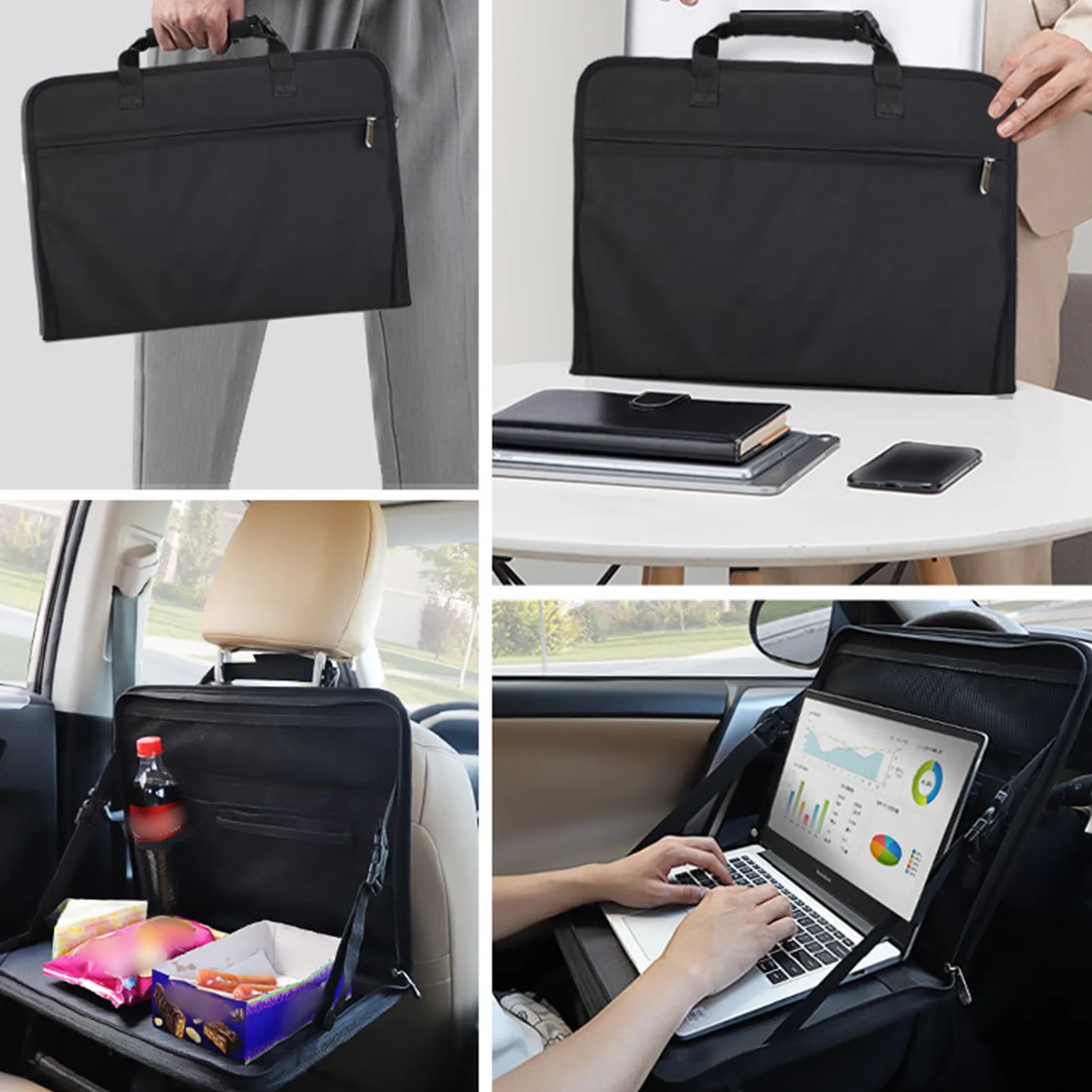 

3 In 1 Steering Wheel Tray Adjustable Car Laptop Desk Multifunctional Car Office Bag For Truck Driver Commuters Truck Accessorie