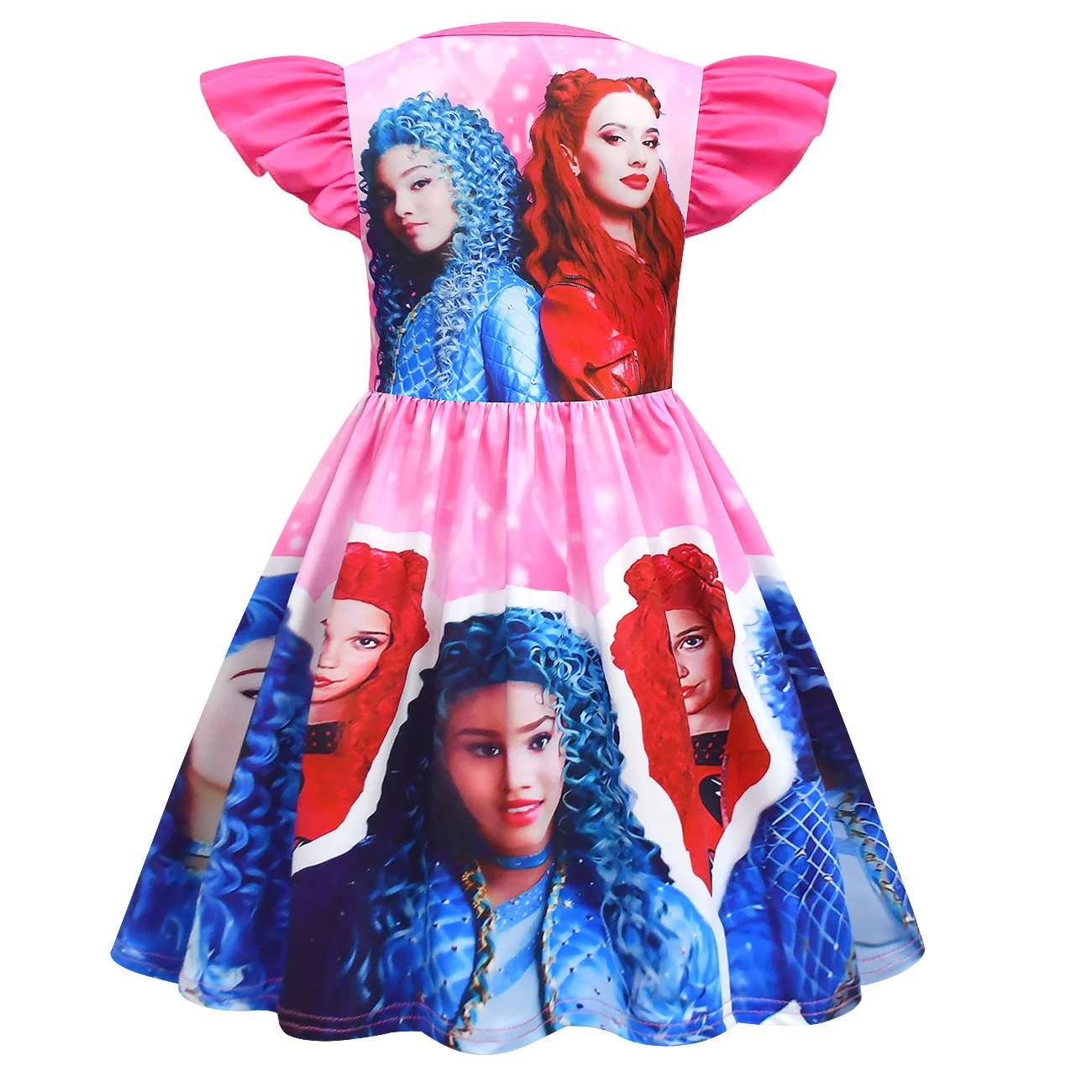 Новинка красное платье для девочек с мультяшным принтом платье-трапеция 4