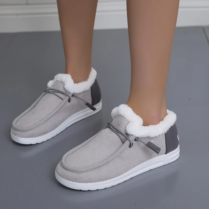 

Женские зимние теплые лоферы, женская короткая плюшевая обувь на плоской подошве, Женская однотонная повседневная обувь с круглым носком, у...