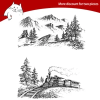 tree and train in the mountains clear stamps for scrapbooking card making photo album silicone stamp diy decorative crafts