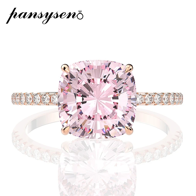 

Женское кольцо с розовым кварцем PANSYSEN, кольцо из стерлингового серебра 100% пробы с розовым камнем 18 К, цвет розовое золото 925 пробы, хороший юв...