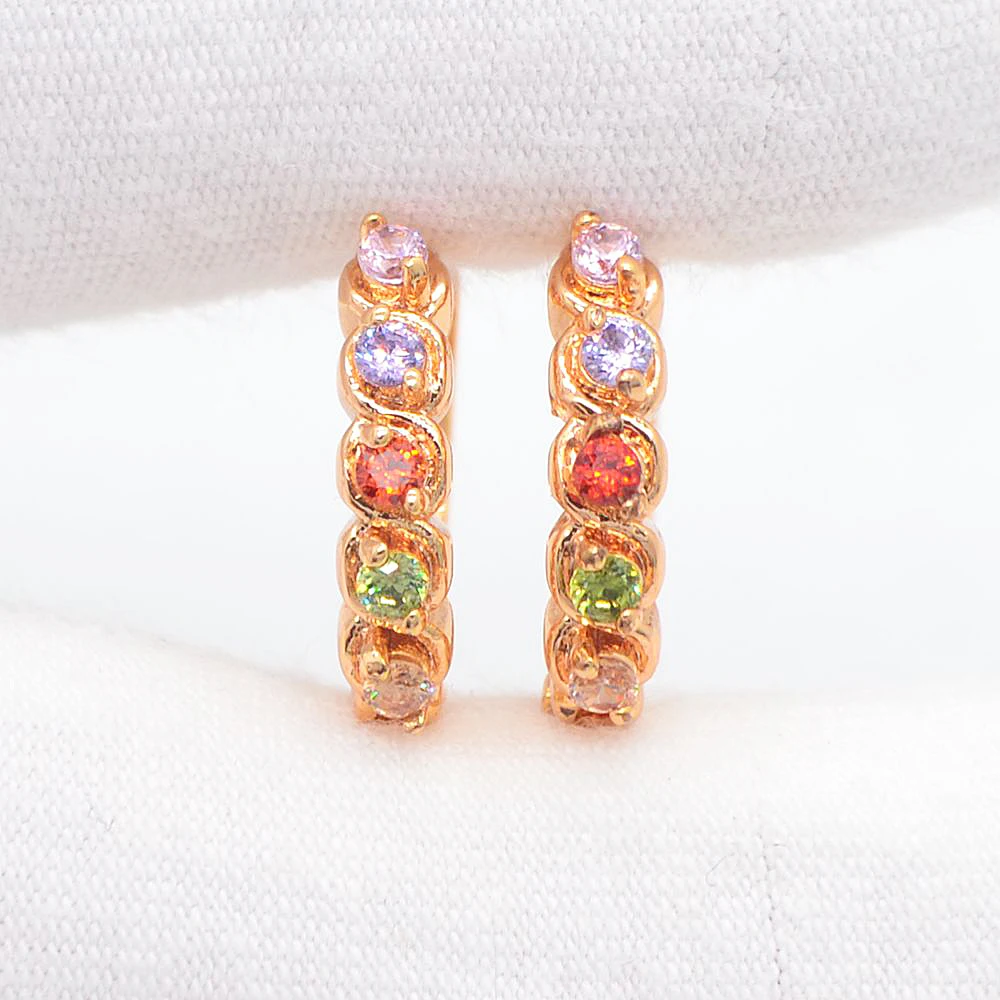 Высокое качество золотого цвета модные многоцветные CZ женские обручи висячие