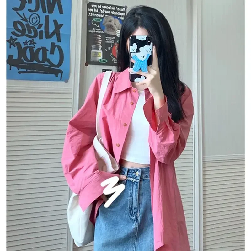 Женский костюм-двойка свободная рубашка и юбка модель Y2K в Корейском стиле на