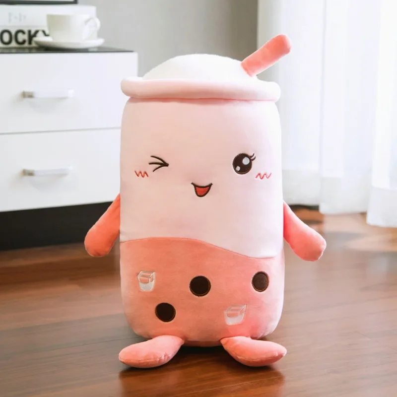 Cup Shaped Pillow Pearl Milk Tea Bubble Tea Plush Stuffed Soft Toys Cushion Plush Food Pillow Gifts