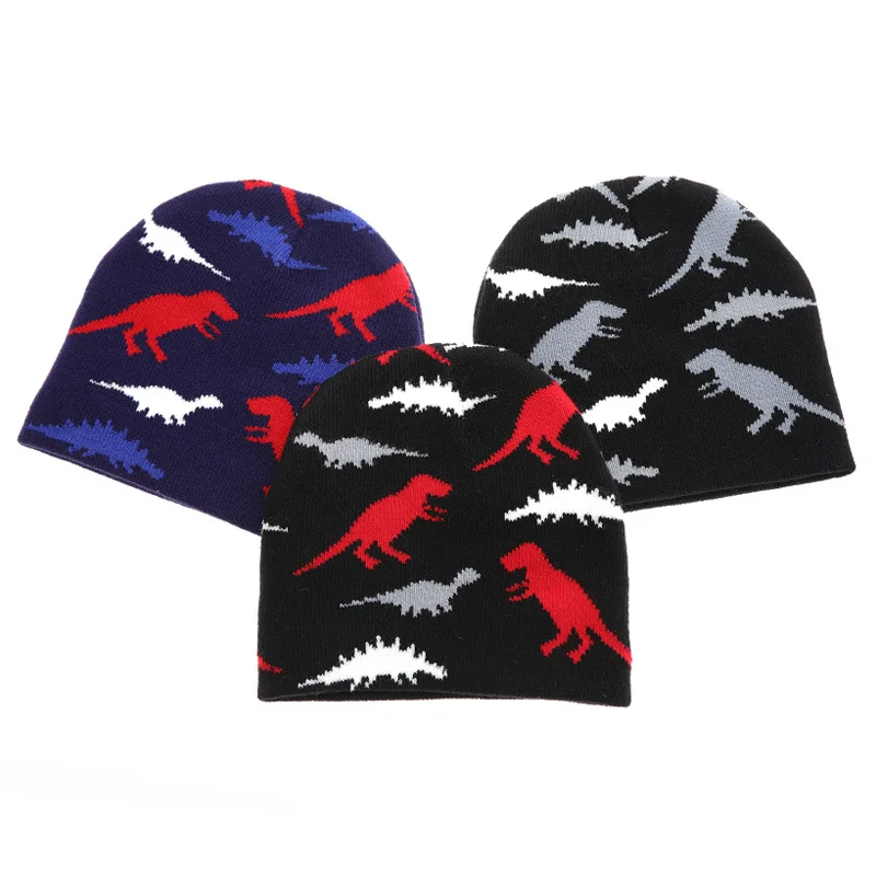 

Осенне-зимняя шерстяная шапка для маленьких девочек и мальчиков, вязаная шапка с динозавром, милые Мультяшные милые аксессуары для малышей, Панама, шапка, шапка