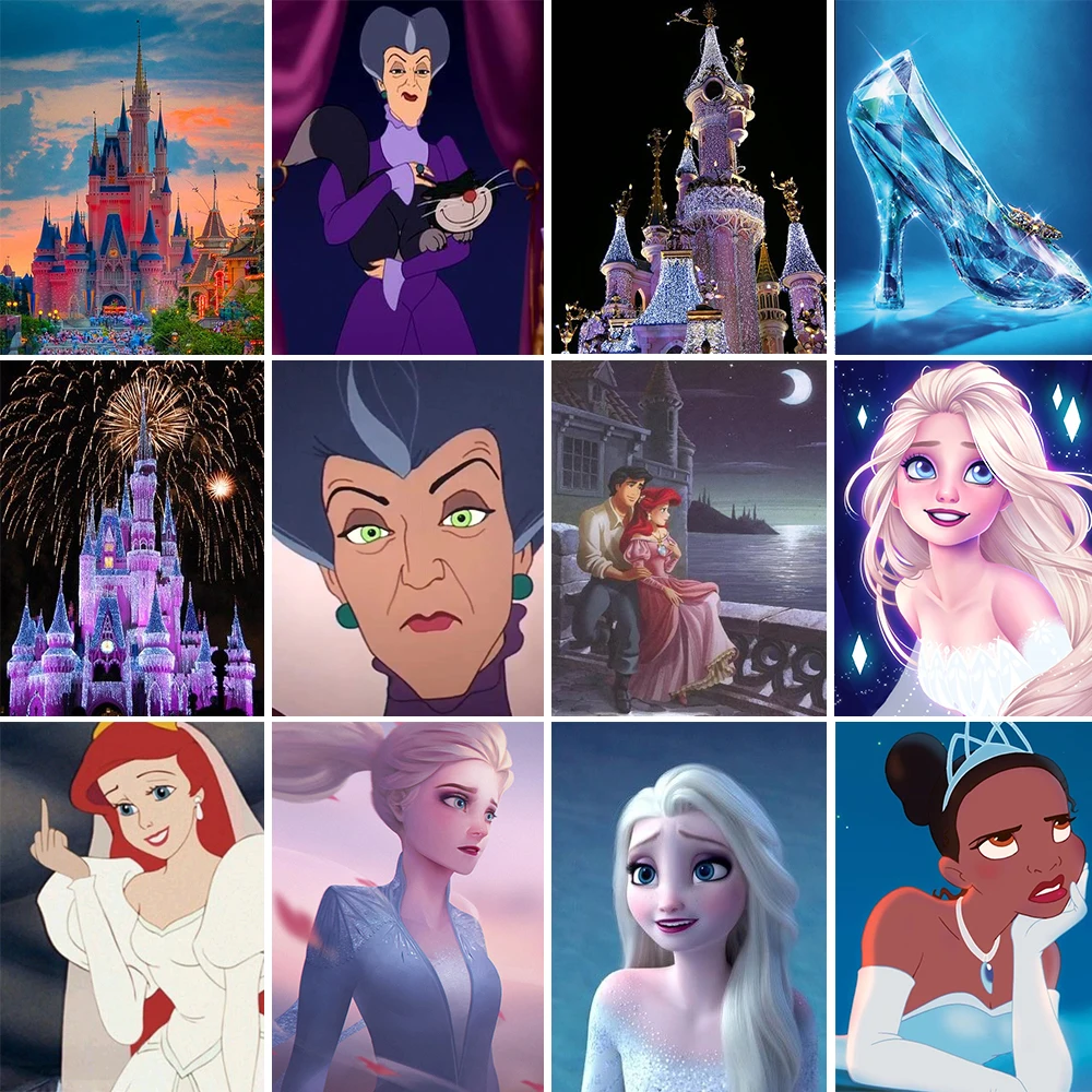 

Disney Diamond Painting Frozen Diamond Mosaic Cartoon Princess Character Crystal Slipper Rhinestone Pictures Home Decor