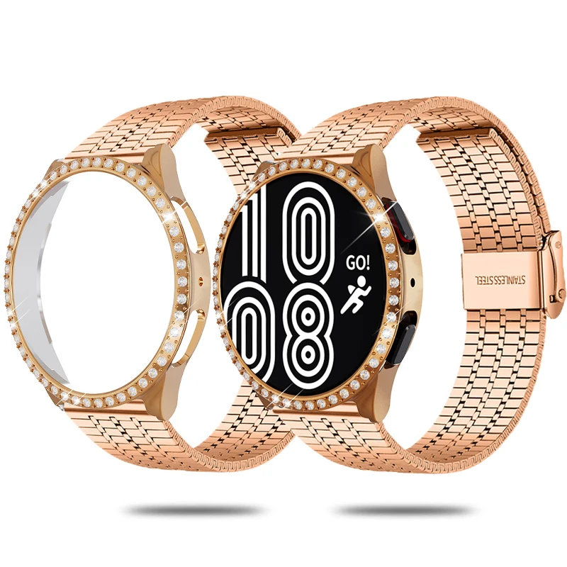 

Ремешок для Samsung Galaxy Watch 4/5 40 мм 44 мм, защитный чехол со стразами для Galaxy Watch 4 Classic 42 мм 46 мм, браслеты Active 2