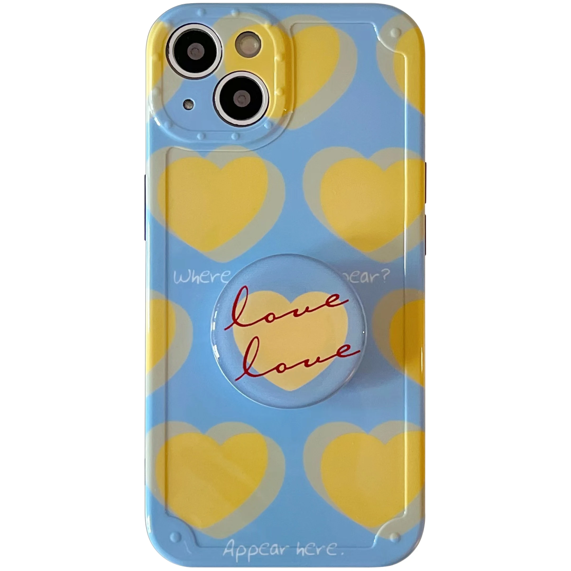 

Blue & Yellow Heart Stand Knot Case for iPhone 13 Pro Max Back Phone Cover for 12 11 Pro Max X XS XR 8 7 Plus SE 2020 Capa