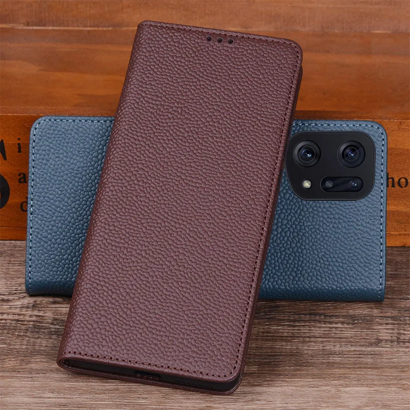 

Hot Sales Luxury Genuine Leather Flip Phone Case For For Oppo Find X5 Pro Leather Half Pack Phone Cover Procases Shockproof