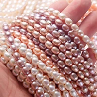 6 7mm real freshwater culture pearl rice shaped little blemish semi finished necklace for elegant bracelet jewelry making