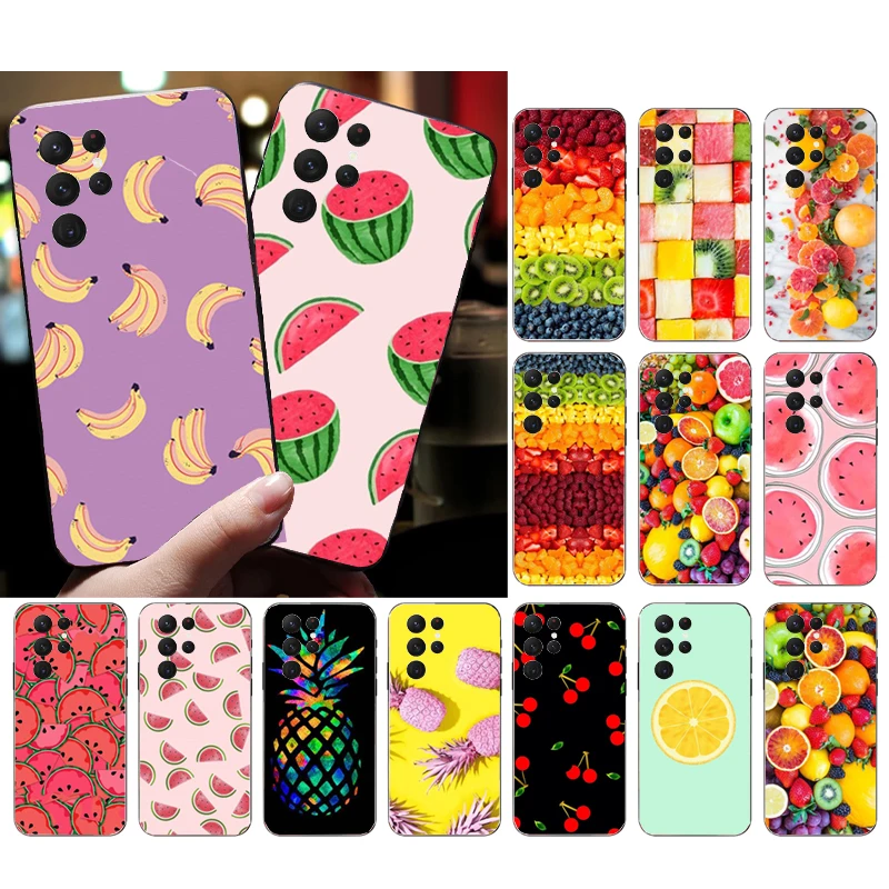 

Phone Case for Samsung Galaxy S23 S22 S21 S20 Ultra S20 S22 S21 S10 S9 Plus S10E S20FE Fruit Banana Pineapple Watermelon Cherry