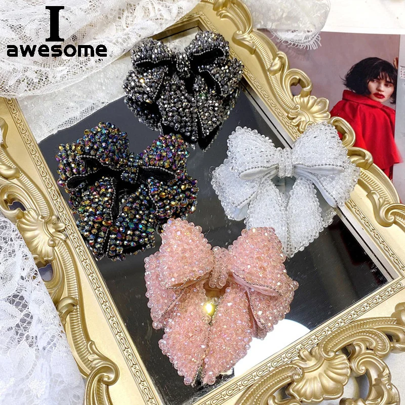Fashion Rhinestone Bowtie bow-knot Bridal Wedding Party Shoes Accessories For high Heels Flats Slipper Shoe Decorations flower
