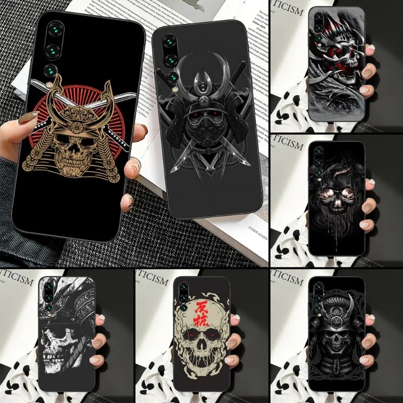 

Чехол для телефона Samurai с черепом для Huawei P50 P40 P30 Pro Lite P Smart 2021 2019 Magic 3, мягкий черный чехол для телефона