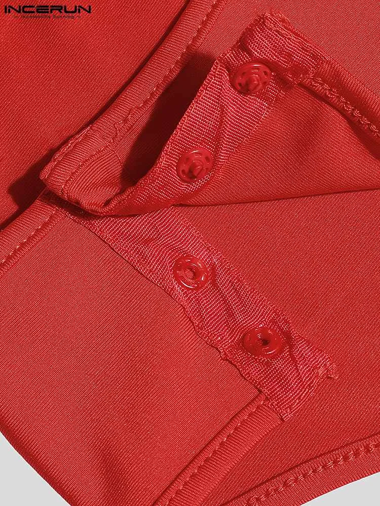 INCERUN Stylish Loungewear Sexy New Men Solid Mesh Rompers Casual Male Hollow Jumpsuits Thin Triangle Sleeveless Bodysuits S-5XL