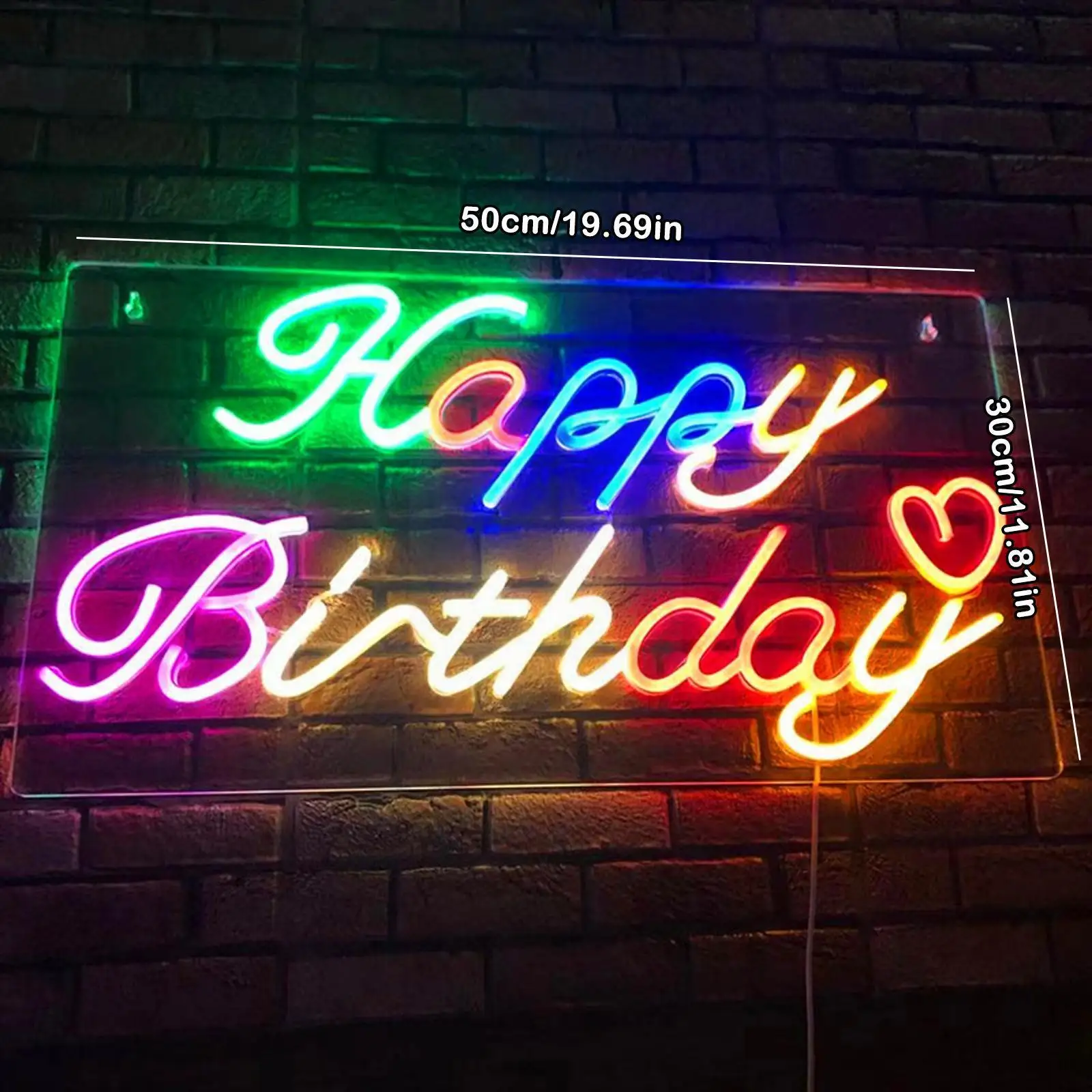 

50*30cm Happy Birthday Neon Sign Art Word Led Light Decoration Birthday Home Club Colorful Party Party Warm Bar White Backg V5k3