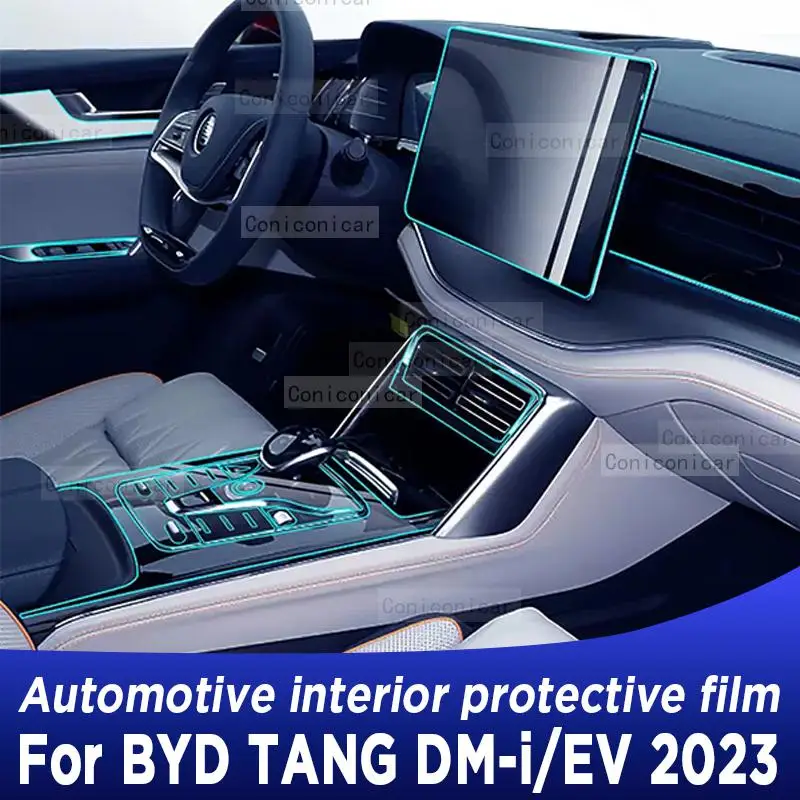 

For BYD TANG DM-i/EV 2023 Gearbox Panel Navigation Screen Automotive Interior TPU Protective Film Cover Anti-Scratch Sticker