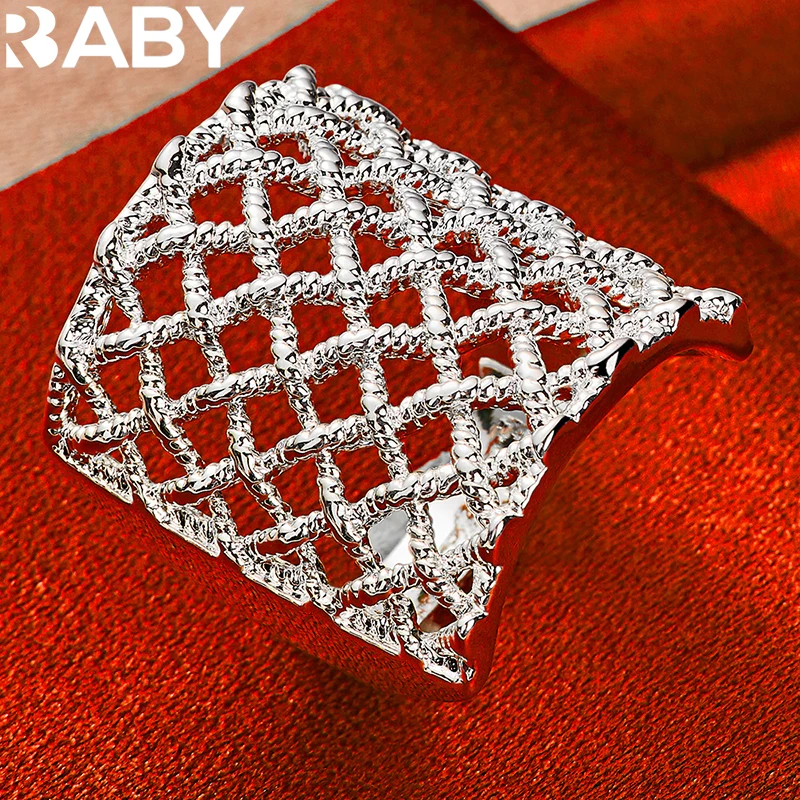 URBABY кольца из стерлингового серебра 925 тканое сетчатое кольцо для женщин и мужчин