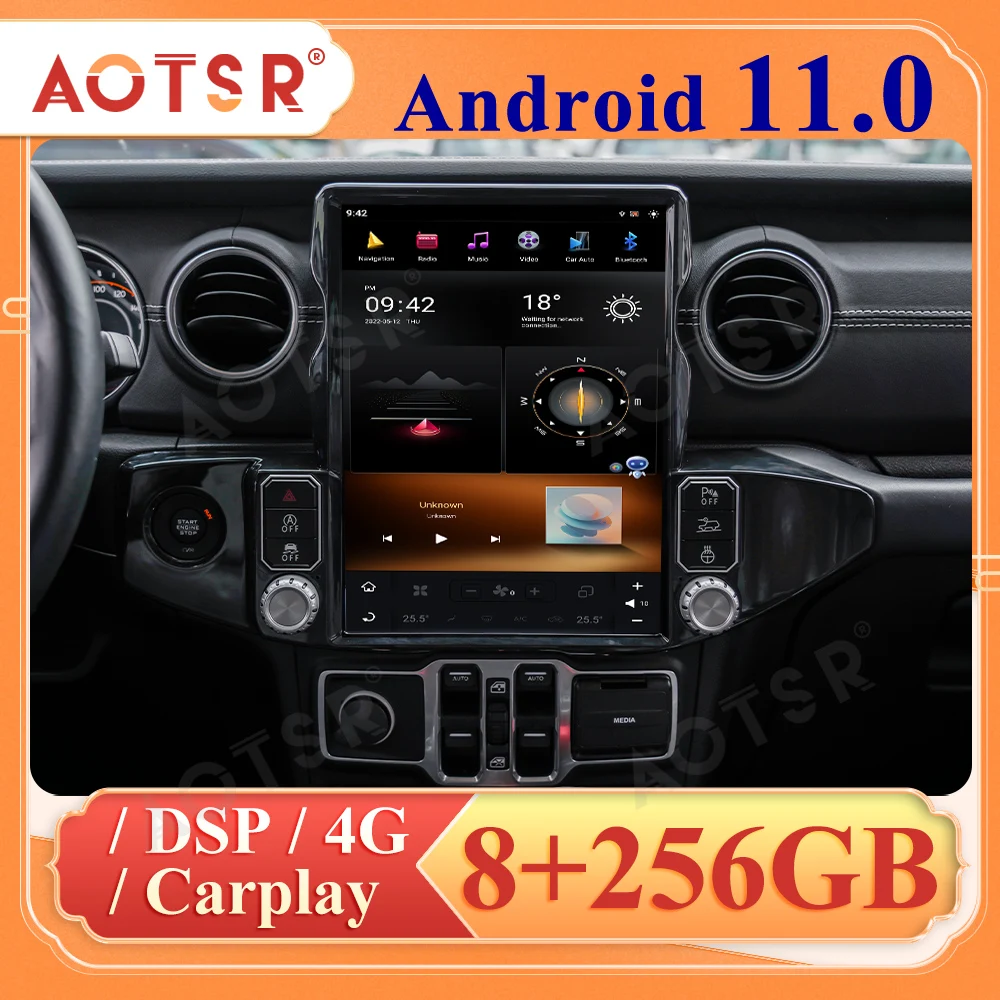 

Android 11 Tesla Style Vertical Screen 13 Inch For Jeep Wrangler 2018-2021 Car Multimedia Radio Stereo Player GPS Navi Head Unit