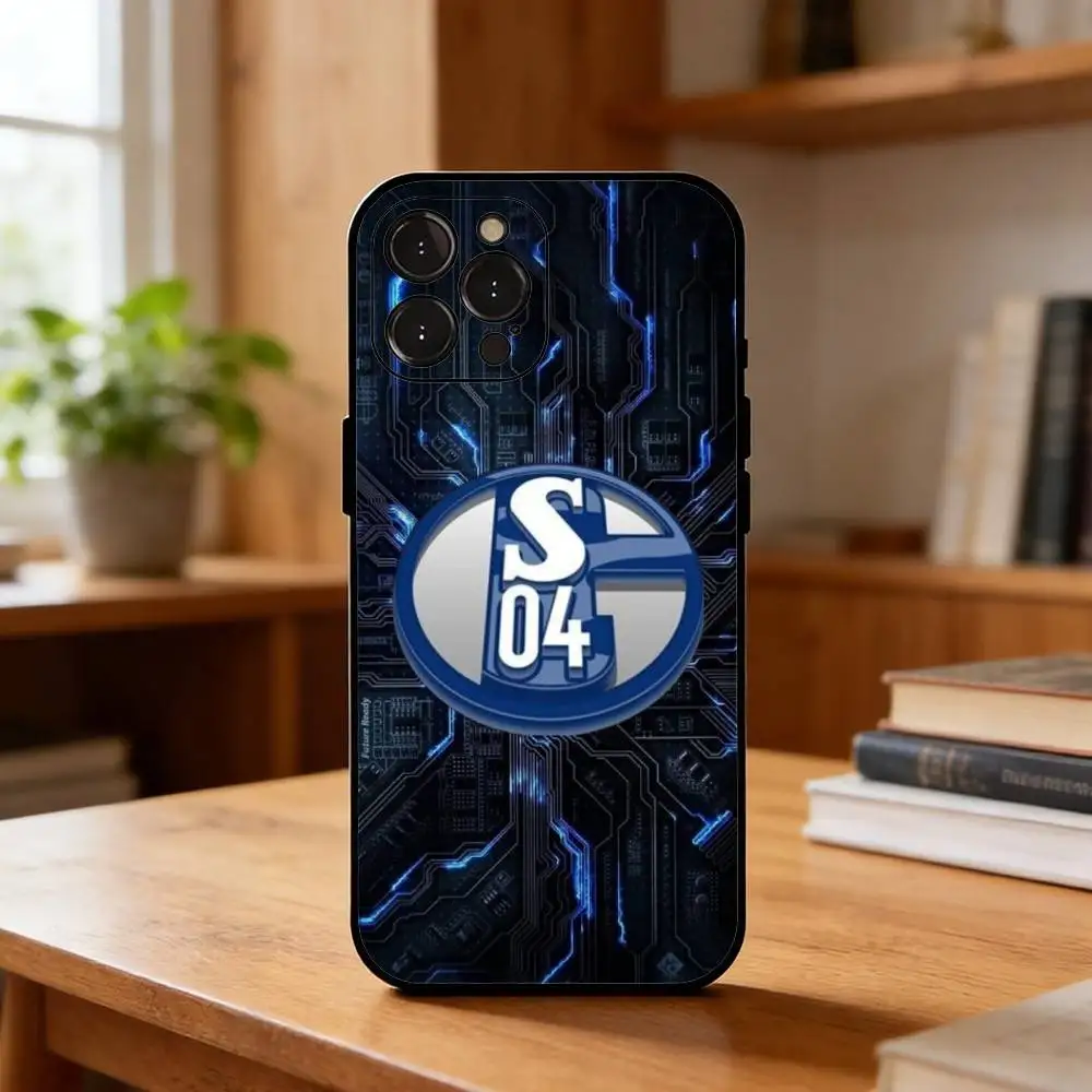 Фото Чехол для телефона S-Schalke 04 T-Team Colors Sleek для iPhone 17, 16, 15, 14, 13, 12 Plus, Pro Max, XS, 5G, мягкий силиконовый, черный №2