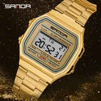 sanda multifunctional women electronic watch waterproof luxury gold strap luminous digital display fashion womens quartz watches