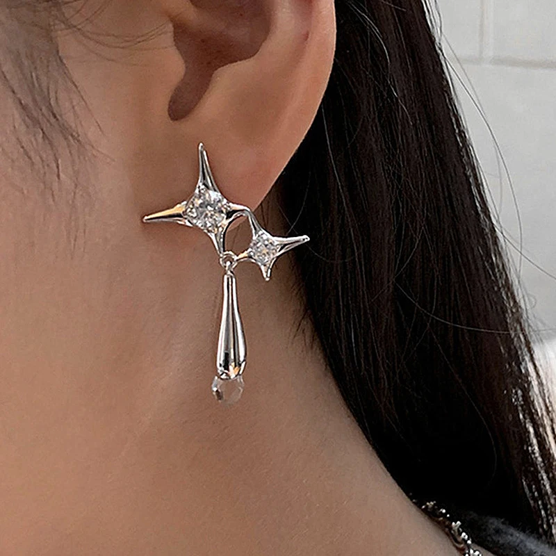 

Simple Irregular Star Ear Studs Drop Rhinestone Earring Elegant Drop Tassels Earrings Women Girls Fashion Piercing Ear Jewelry