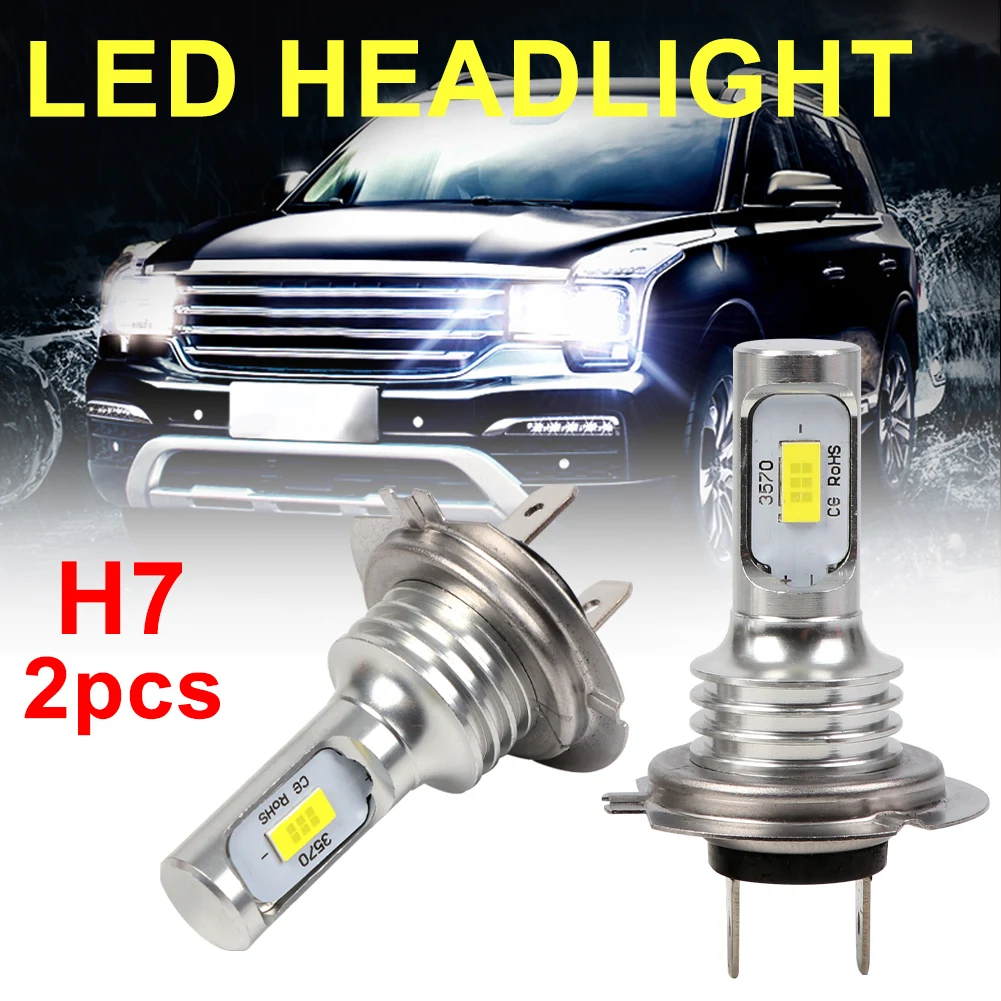 

2pcs H7 LED Car Headlight Bulb Beam Kit 120W High Power LED Light Headlamp 6000K Waterproof Car Accessories Fog Light Bulbs