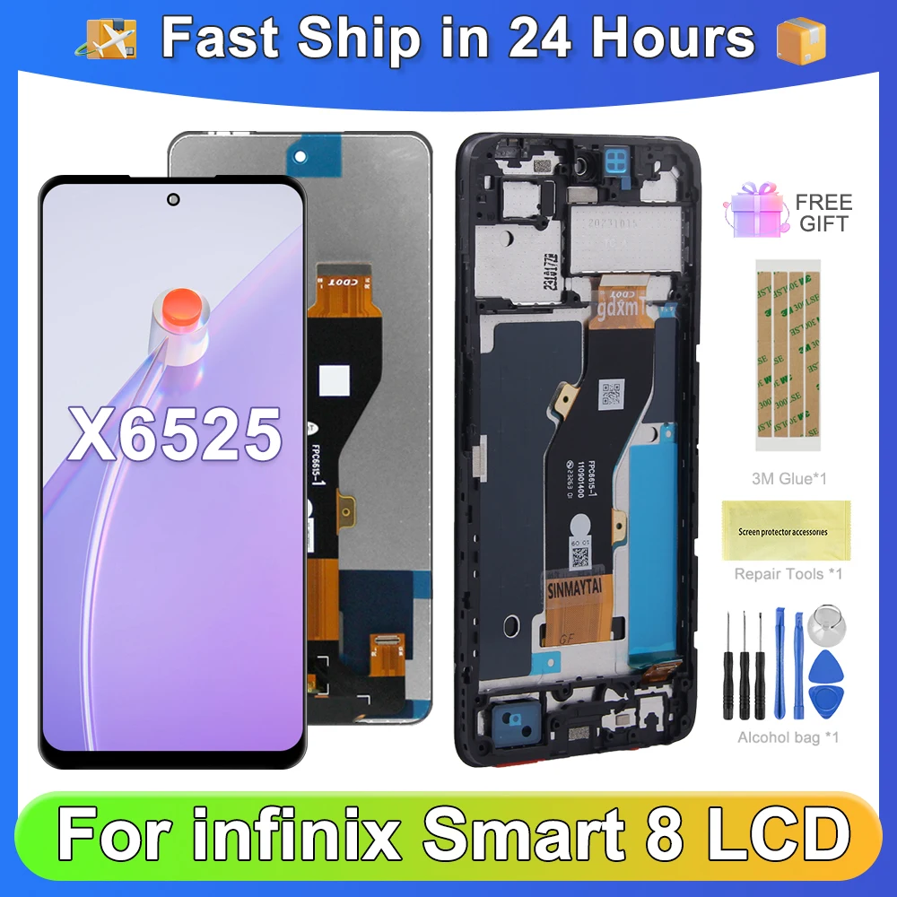 Для Infinix Smart 8 для Smart8 6 дюйма X6525 ЖК-дисплей сменный преобразователь сенсорного