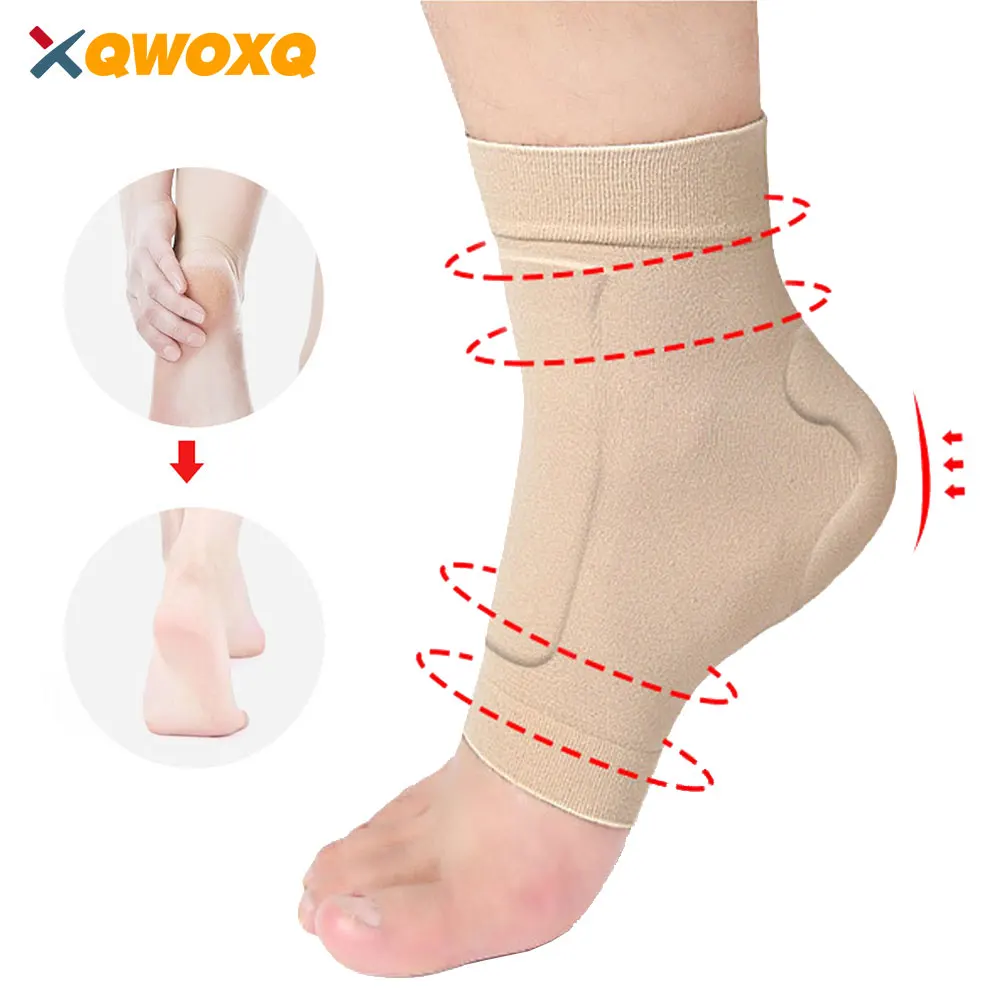 

1 Pair Ankle Malleolar Gel Sleeves, Padded Skate Sock with Ankle Bone Pads for Figure Skating, Hockey, Inline Roller, Ski Hiking