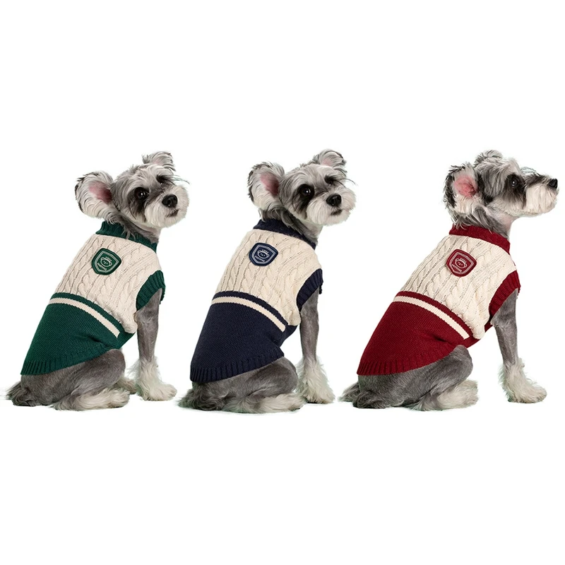 Зимняя вязаная одежда для щенков теплая домашних животных маленьких и больших