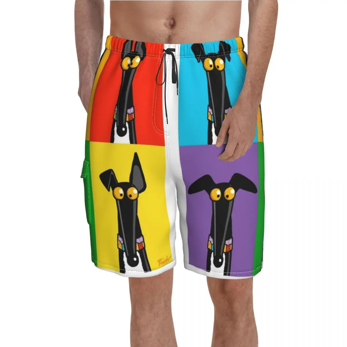 

Greyhound Board Shorts Hot Sale Greyhound Semaphore Print Beach Short Pants Elastic Waist Classic Swimming Trunks Plus Size 2XL
