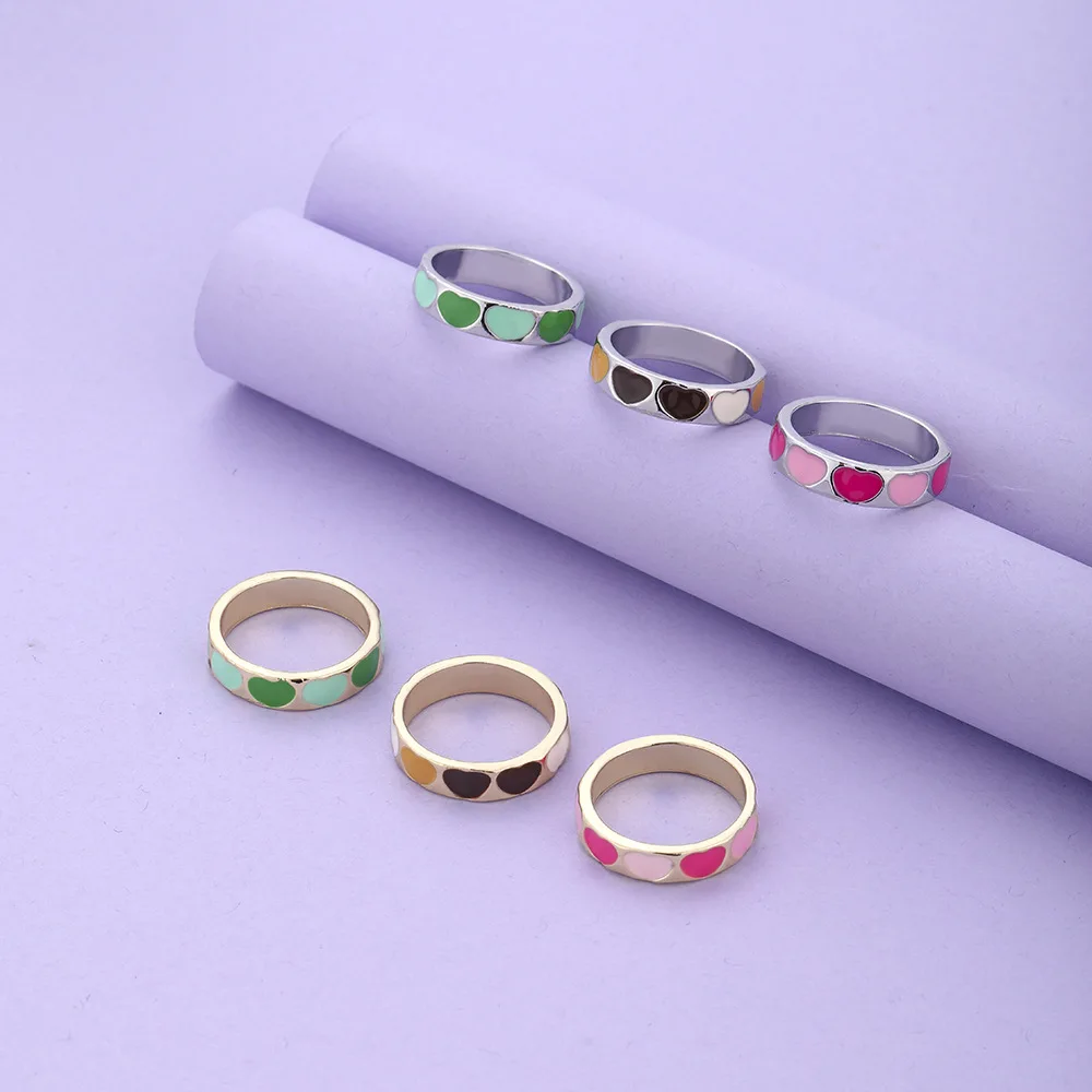

2022 Colorful Fashion Peach Heart Ring Women Oil Drip Metal Rings Elegant Hands Jewelry Gifts Accessories Wholesale New