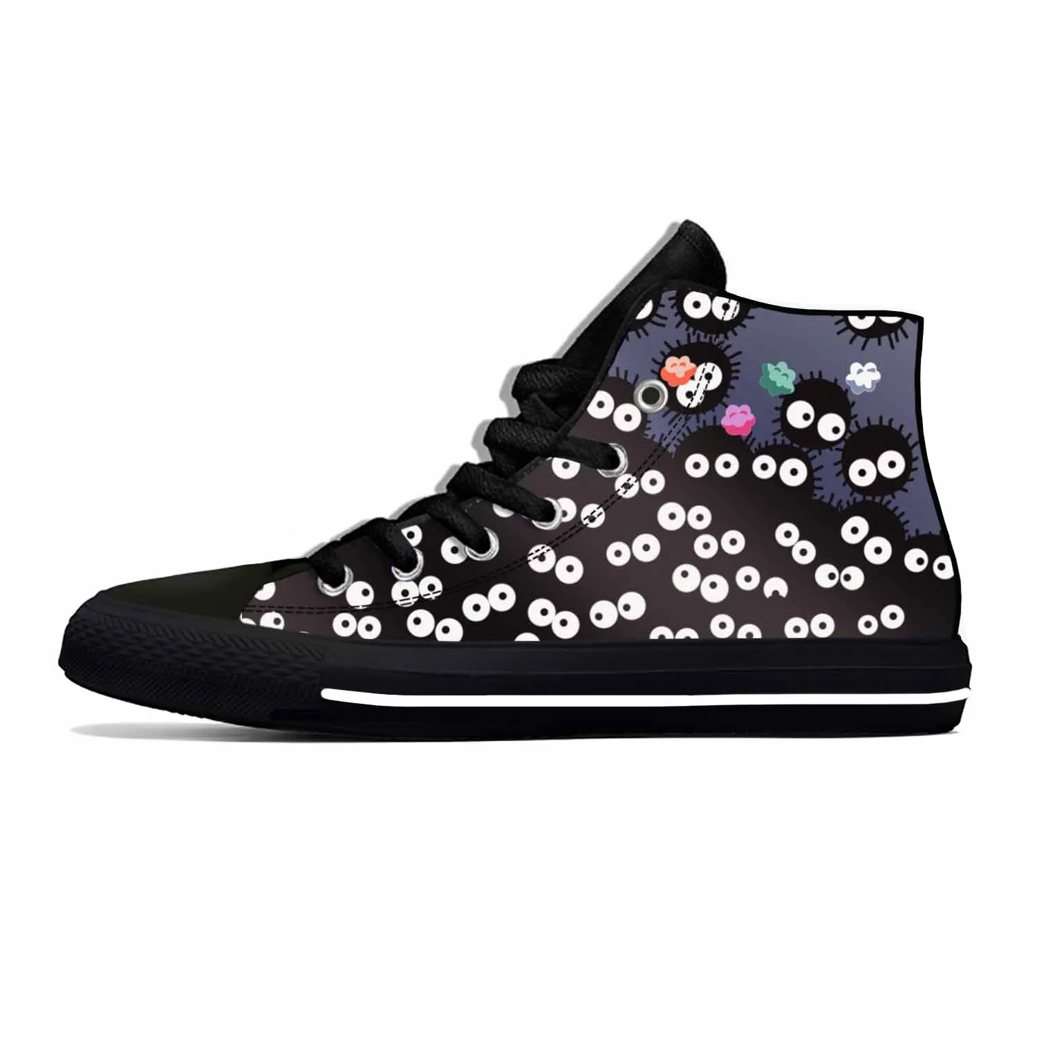 

Hot Cartoon Soot Sprite Totoro Spirited Away Casual Cloth Shoes High Top Men Women Summer Sneakers High Help Classic Board Shoes