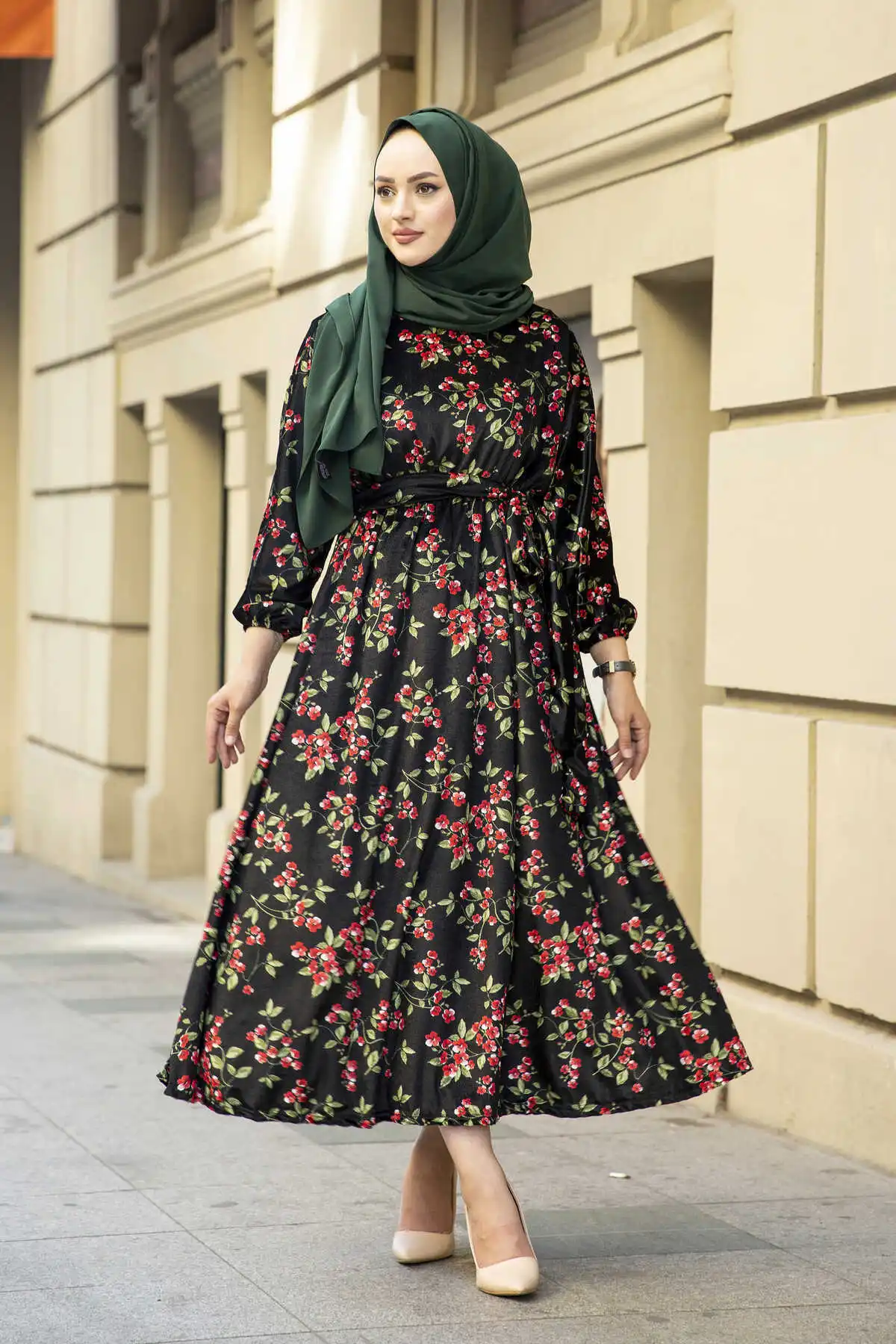 Женское платье, бархатные цветочные платья для женщин, кафтан, абайя, женское длинное мусульманское платье, женские платья