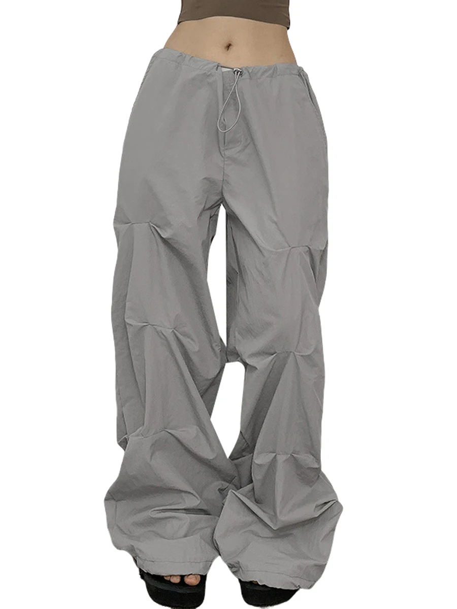 

Женские мешковатые спортивные брюки-карго, однотонные прямые штаны на шнуровке, джоггеры, Брюки с карманами для улицы