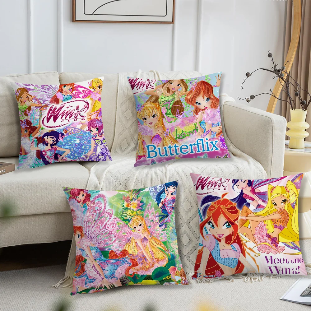 Cartoon Comfortable soft Pillow Case for Sofa Living Room Home office W-Winx Club Decor and Protective Covers
